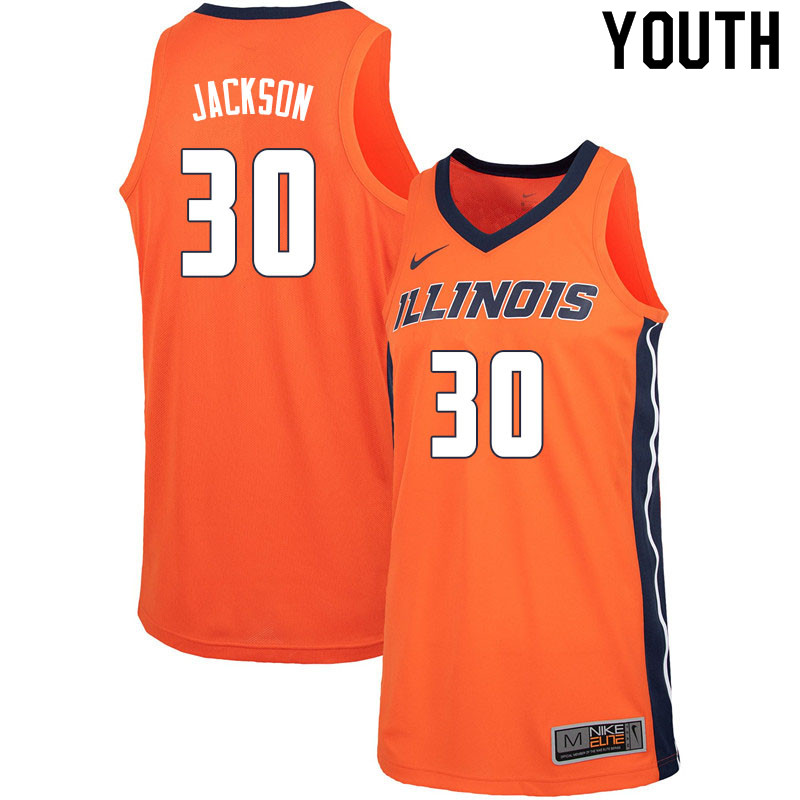 Youth #30 Mannie Jackson Illinois Fighting Illini College Basketball Jerseys Sale-Orange